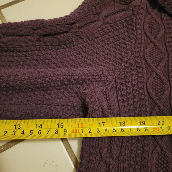 Jeanne Pierre Purple Cable Knit Cowl Neck Sweater Women's XL Cozy Pullover - Picture 8 of 9